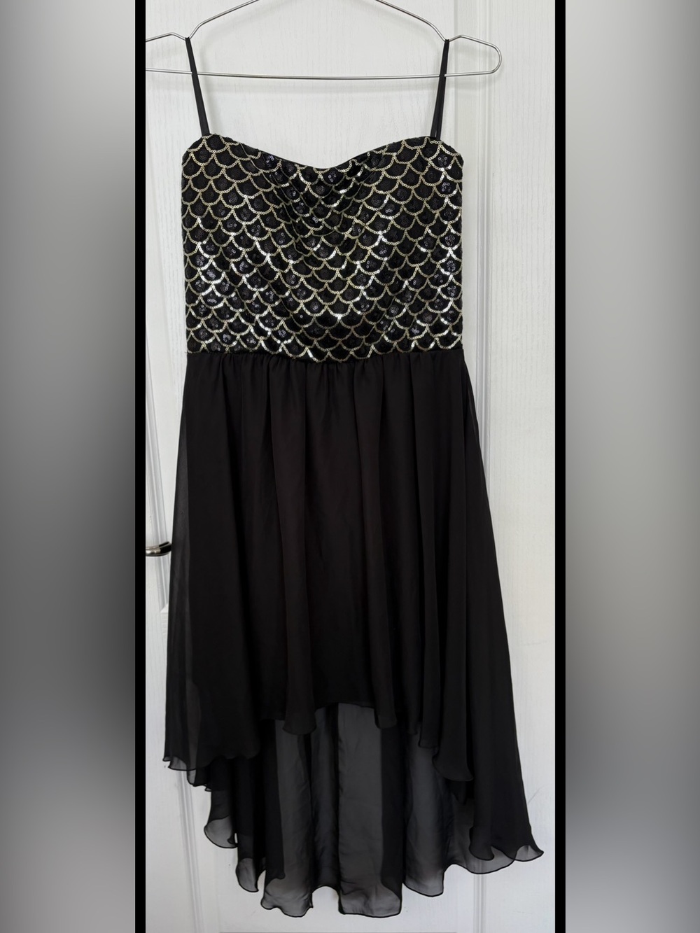 Black and Silver/Gold Hi-Lo Sequin Dress